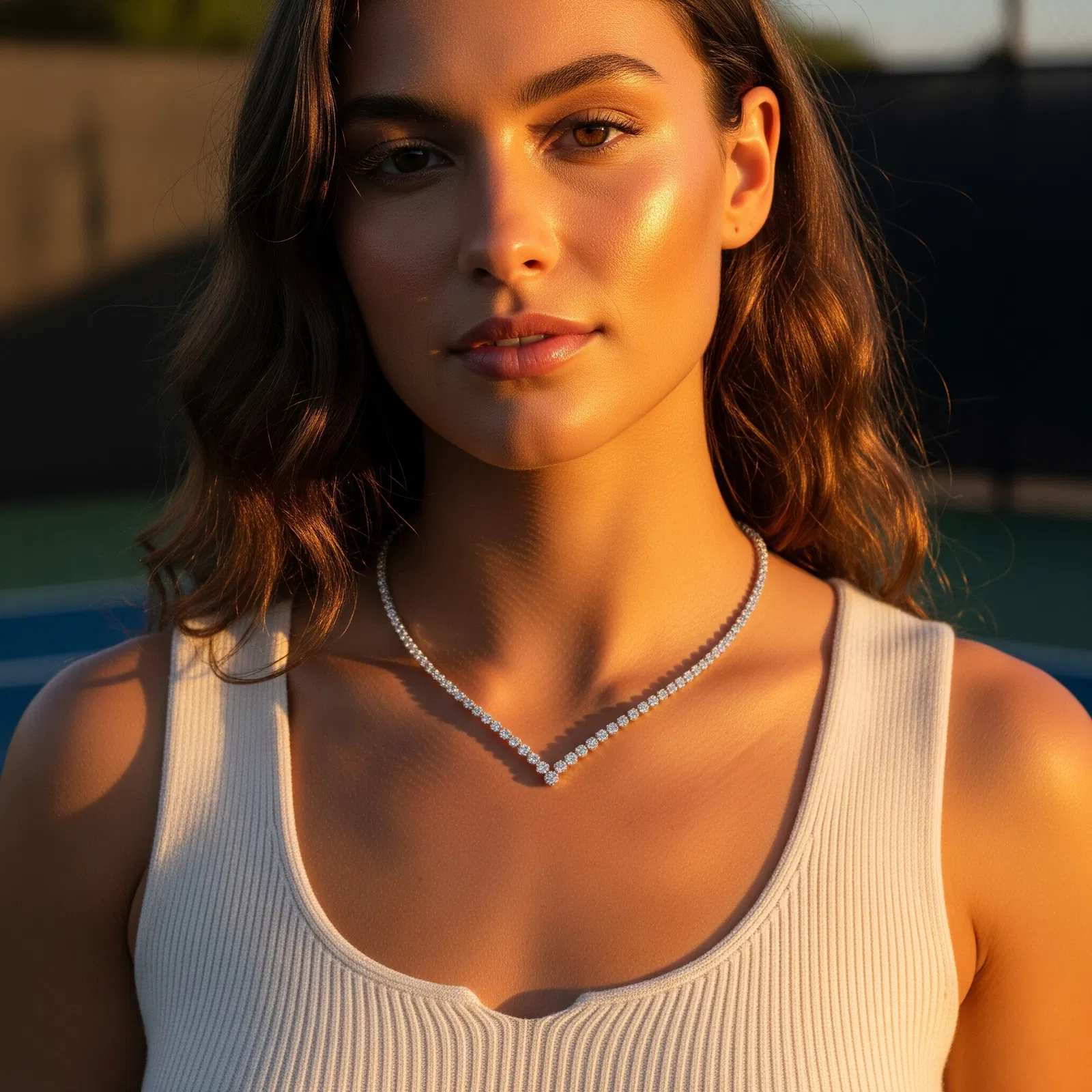 Radiant Cascade V Tennis Necklace view 4