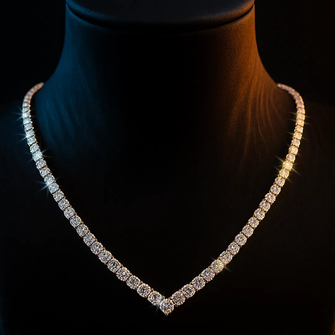 Radiant Cascade V Tennis Necklace view 2