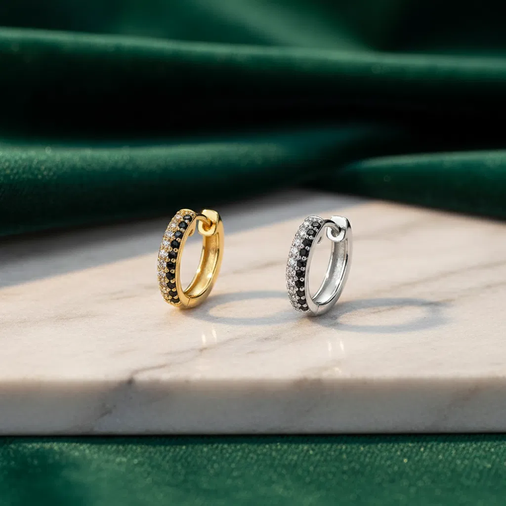 Noir & Ice Hoop Earrings view 3