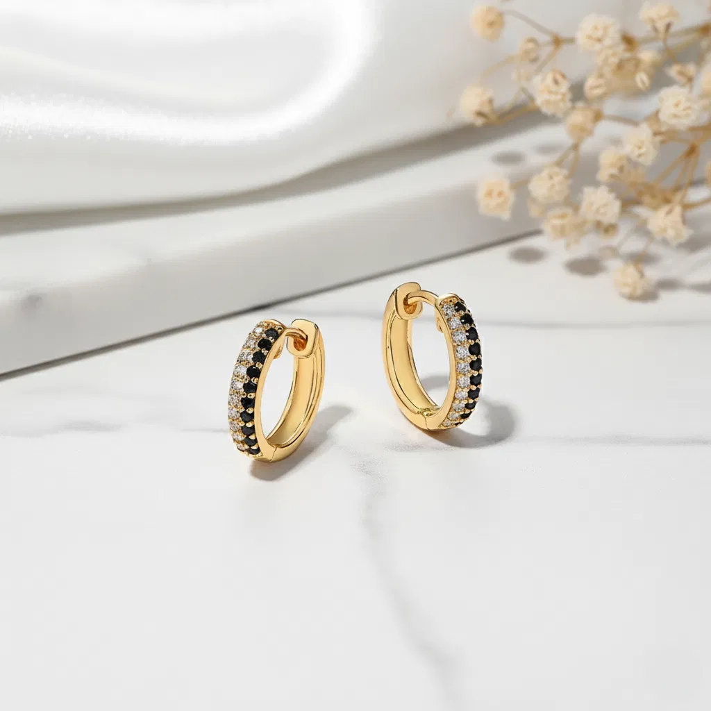 Noir & Ice Hoop Earrings view 4