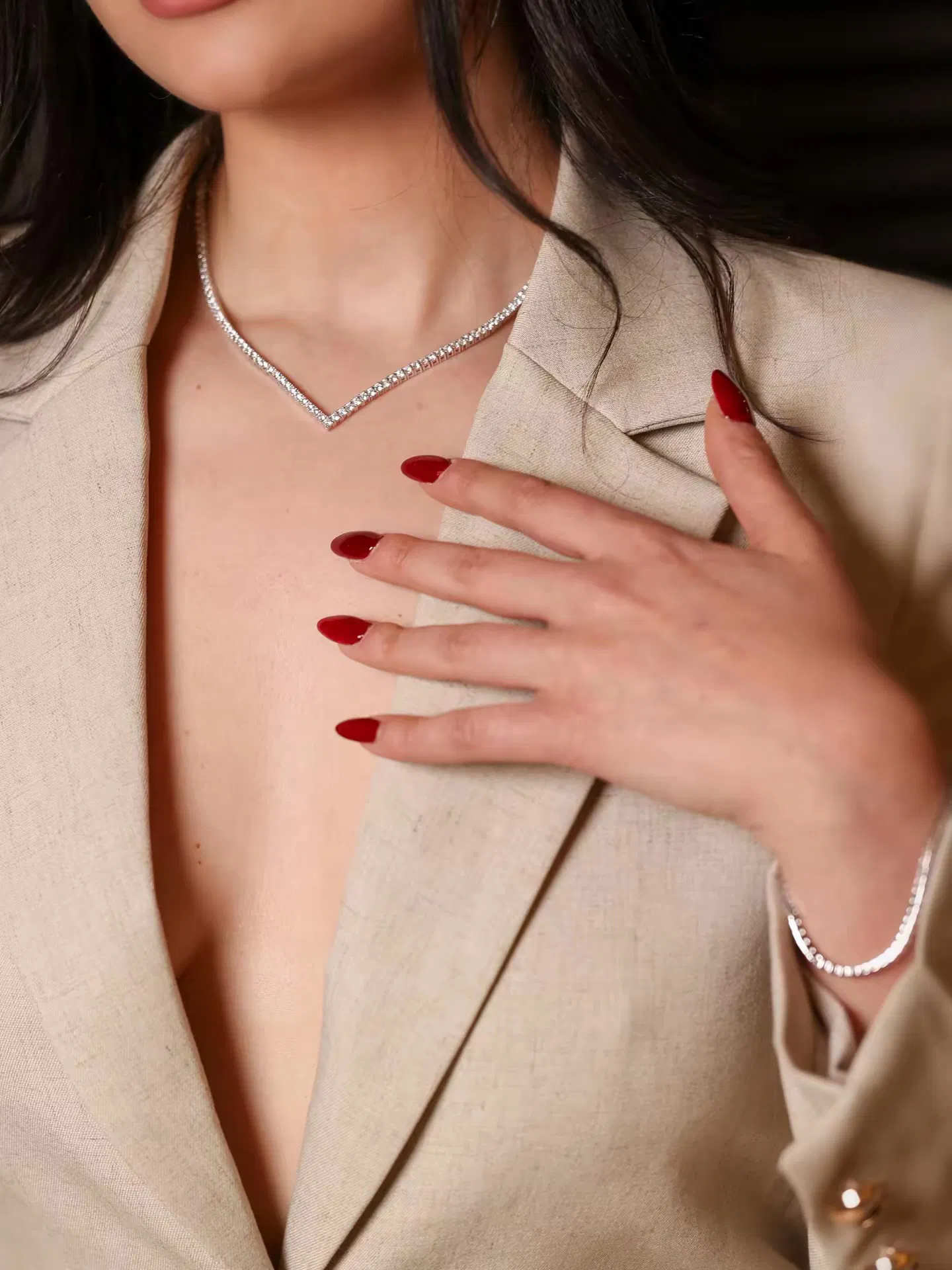 Radiant Cascade V Tennis Necklace view 3